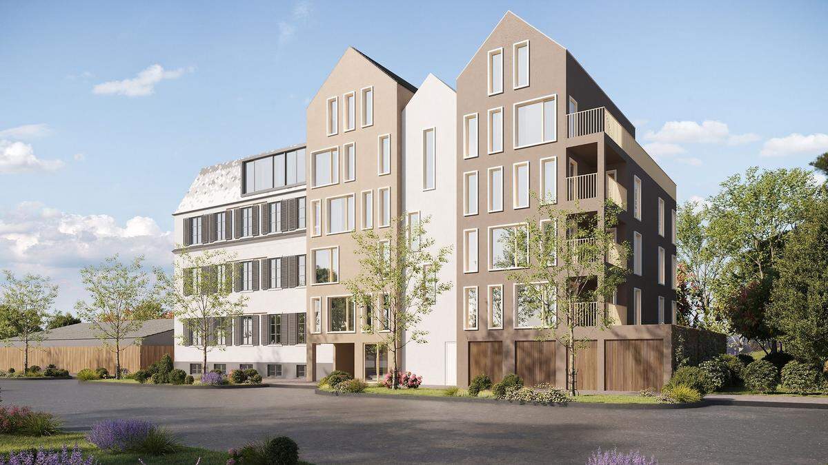 Neben dem sanierten Altbau sollen drei schmale Häuser entstehen, wie man sie aus Städten in den Niederlanden kennt