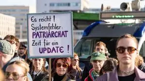 Aufnahme von der Demonstration vor dem Weltfrauentag in Graz
