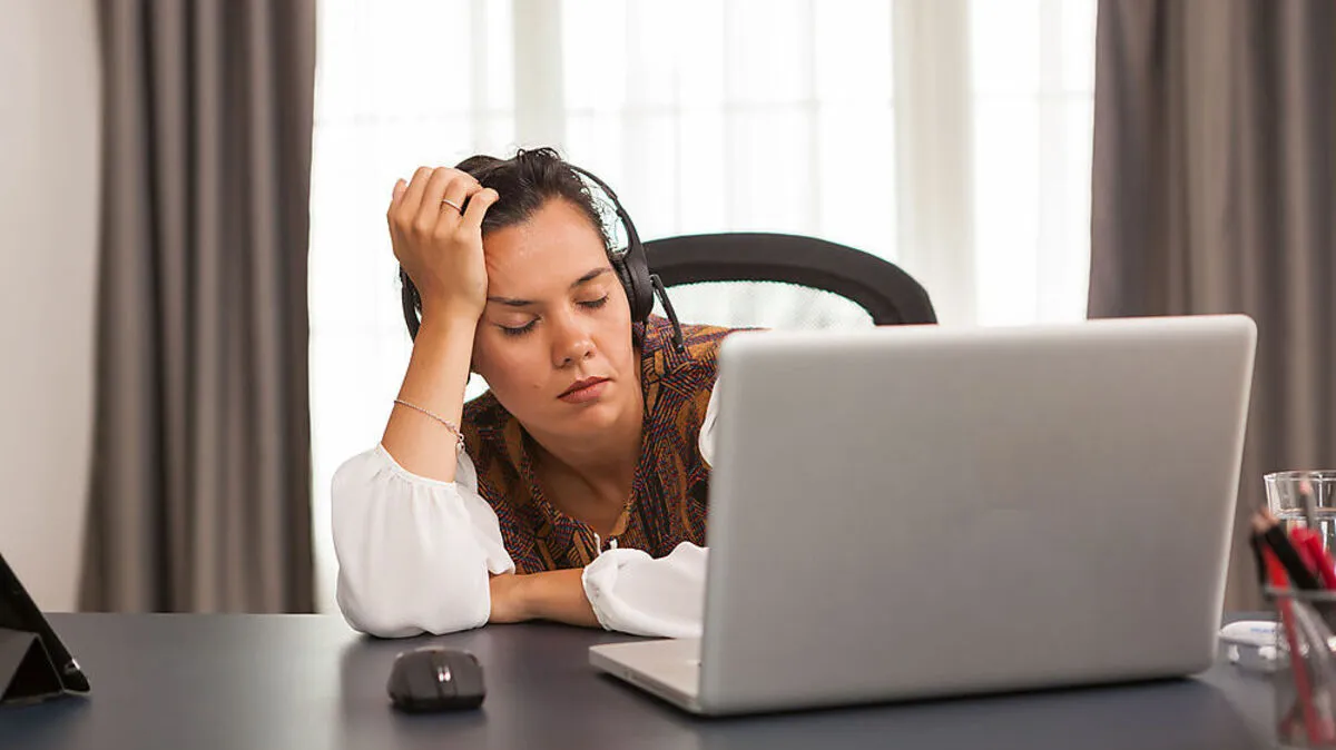 Overworked female entrepreneur