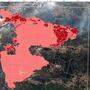 Die Brandherde im Karst auf einem Satellitenbild
