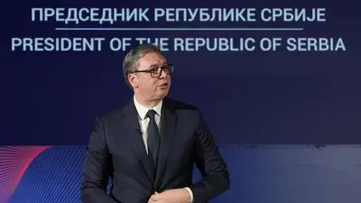 Serbiens Präsident Aleksandar Vucic (AP Photo/Darko Vojinovic)