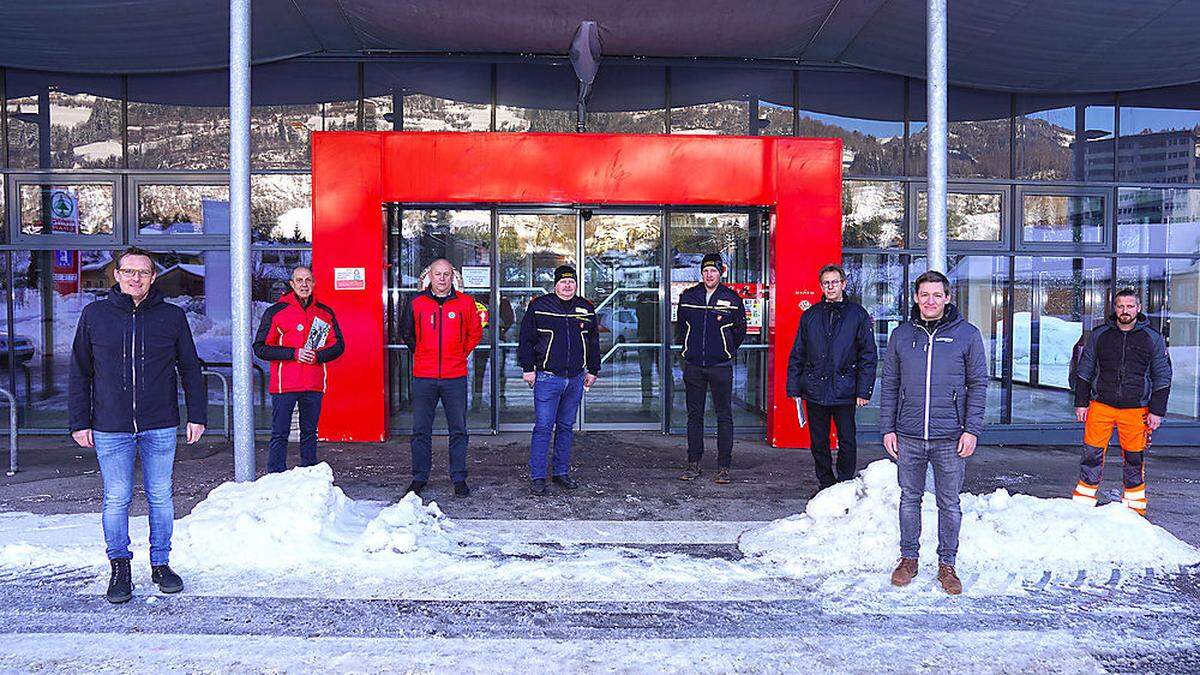 Planungsgespräch mit Maier, Leeb, Schleiner, Mühlbacher, Daborer, Hartl, Egger sowie mit Markus Dullnig vom Bauhof	