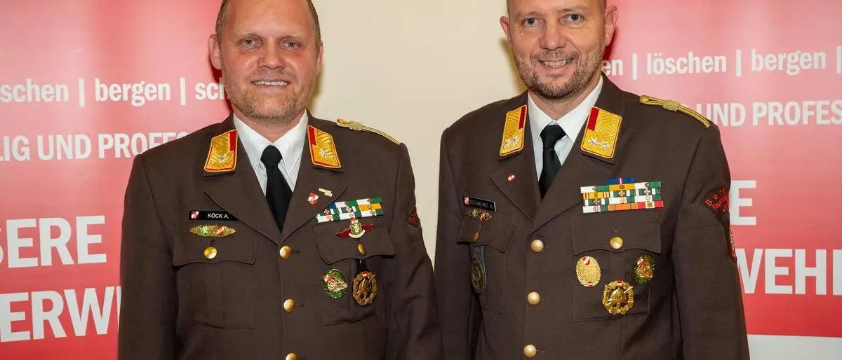 Gemeinsam mit seinem Stellvertreter Andreas Köck (l.) bildet Bereichsfeuerwehrkommandant Alexander Siegmund das neue Führungsteam im Bereich Leoben