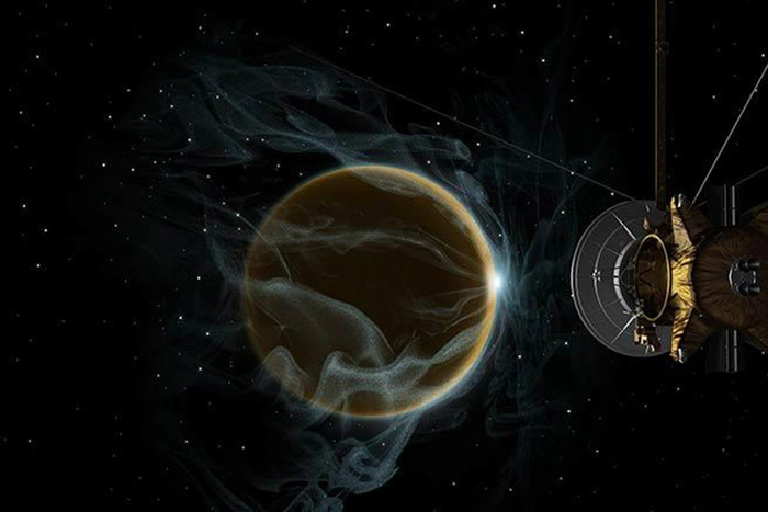 Die Titanatmosphäre unter dem Einfluss des Saturns (Illustration)