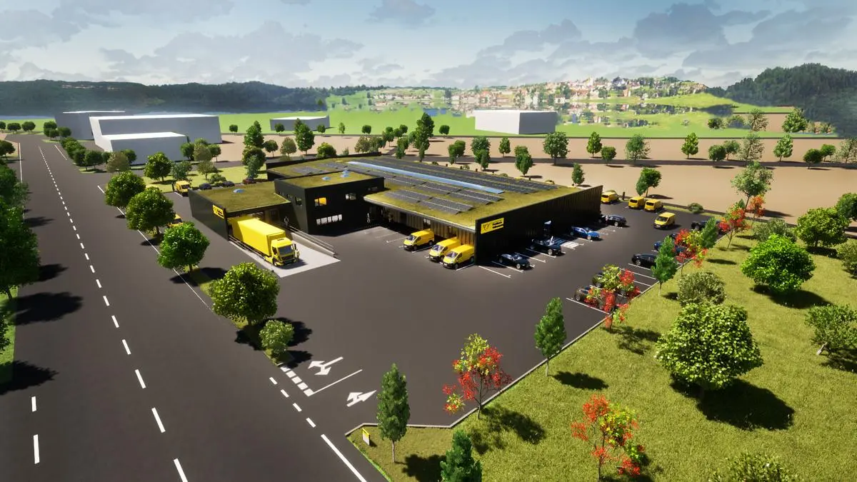 So wird die neue Post-Basis aussehen, die in der Industriezone Völkermarkt südlich von Piuk und Fenster Dreier gebaut wird 