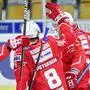 KLAGENFURT,AUSTRIA,15.JAN.21 - ICE HOCKEY - ICE Hockey League, Klagenfurter AC vs EC Red Bull Salzburg. Image shows the rejoicing of Nick Petersen, Paul Postma and Thomas Koch (KAC).
Photo: GEPA pictures/ Daniel Goetzhaber
