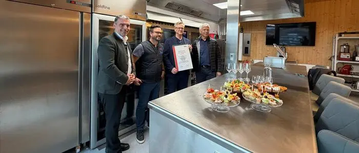 WKO-Regionalstellenleiter Christian Hollinger, Moritz Gerhart und Heinz Gerhart (Planquadrat) und WKO-Regionalstellenobmann Egon Hierzegger