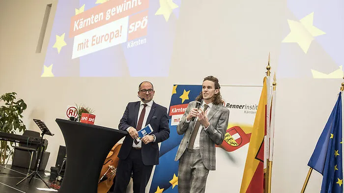 Harry Koller (Geschäftsführer Renner-Institut) und EU-Kandidat Luca Kaiser