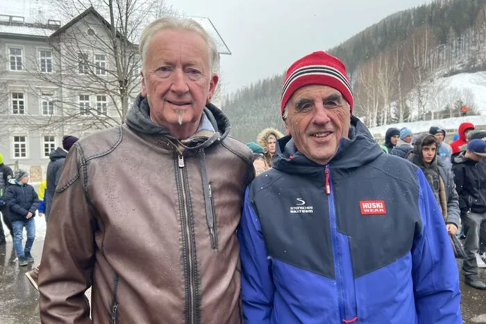 Helmut Lexer (r.), 31 Jahre lang Präsident des Steirischen Skiverbandes, und Horst Klade, Obmann SC Erzbergland