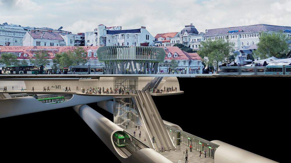 Das war eines der Renderings, die die U-Bahn-Vision für die steirische Landeshauptstadt in Fahrt bringen sollten