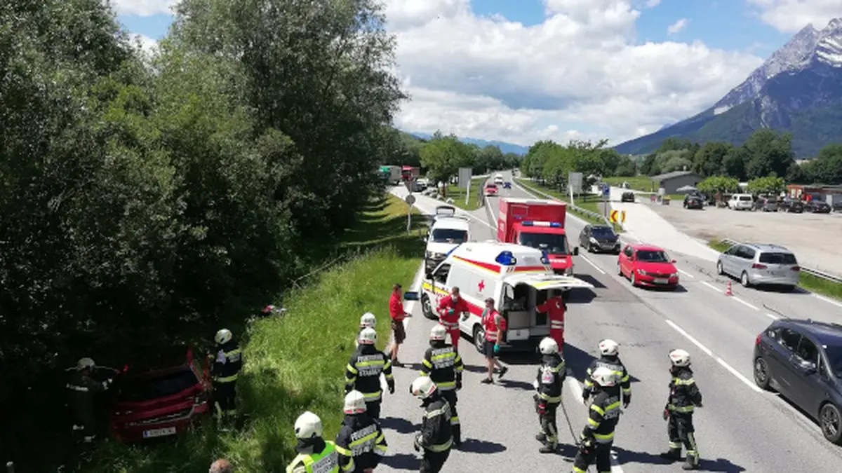 Die Unfallstelle beim Rastplatz der Umfahrung Stainach