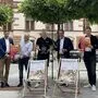 Lukas Schnitzer, Dietmar Peinsipp, Sebastian Thier, Bürgermeister Marcus Martschitsch und Thomas Grill bei der Vorstellung der "Cities"-App
