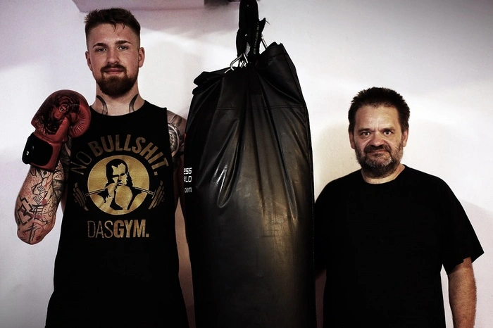 Lokalmatador Max "King Kong" Rosenberger (l.) mit Cheftrainer Heribert Reiser.
