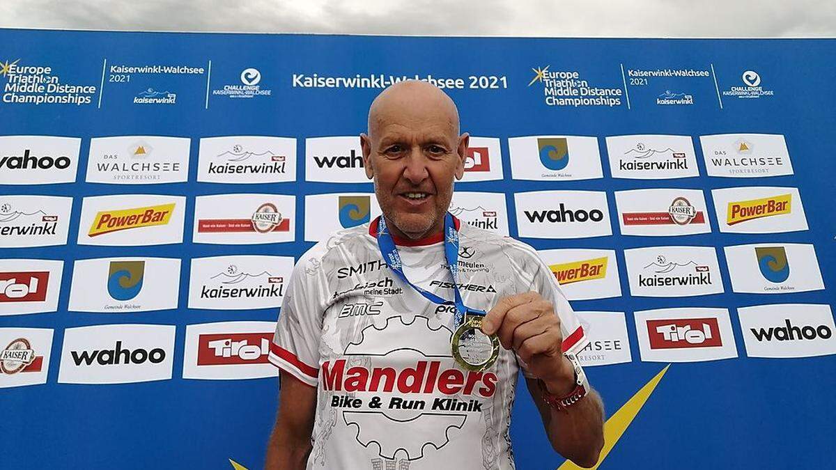 Hermann Mandler konnte sich in der AK 65-69 zum Europameister in der Triathlon-Mitteldistanz küren 