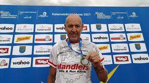 Hermann Mandler konnte sich in der AK 65-69 zum Europameister in der Triathlon-Mitteldistanz küren 