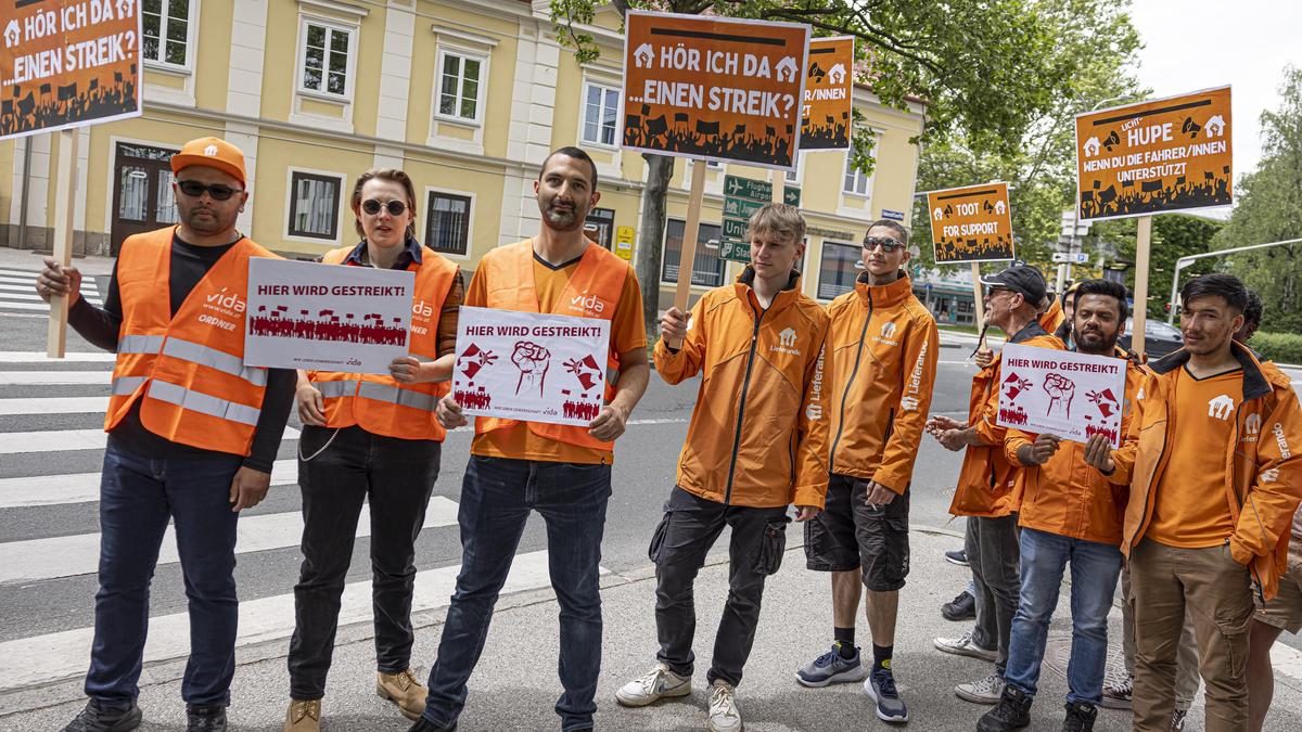 Streik bei Lieferando in Klagenfurt am 15. Mai
