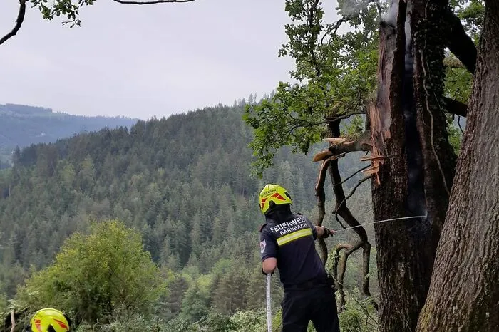 Der erste offizielle Einsatz des Berglandlöschfahrzeuges der FF Södingberg war bei den Unwettern Anfang Juni in Afling. Damals hatte ein Blitz einen Baum in Brand gesteckt.