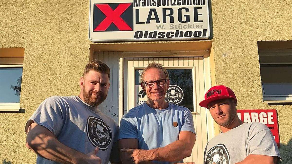 Das Bodybuilding-Studio X-Large von Walter Stückler (Mitte) feiert 30-jähriges Bestehen