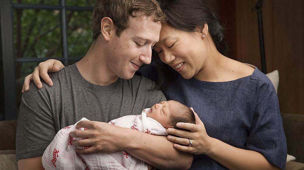 Die Zuckerbergs mit Töchterchen Max