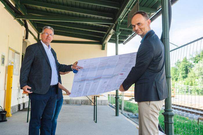 Von links: Gerhard Pajer und Gerald Zwittnig von den ÖBB in Maria Rain