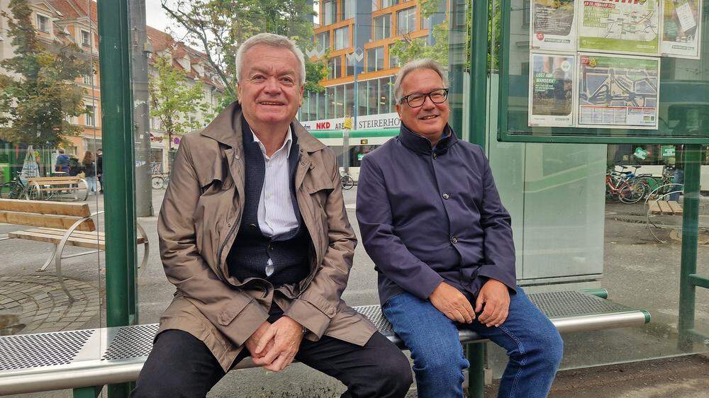 LH-Vize Anton Lang (links) und Verkehrsverbund-Chef Peter Gspaltl verkünden Neuerungen im Süden von Graz