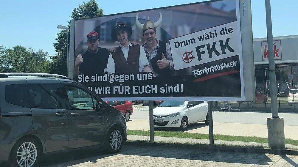 Die FKK präsentierte ihre Wahlplakate bereits im Sommer 2019