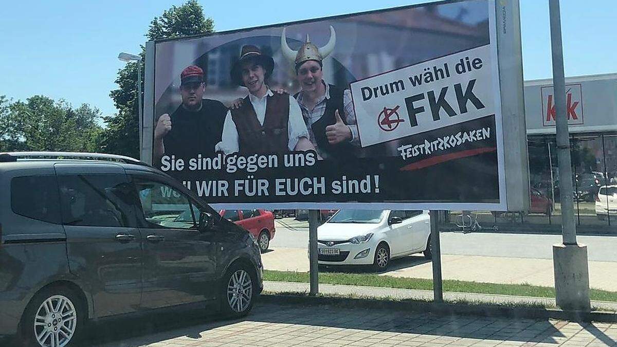 Die FKK präsentierte ihre Wahlplakate bereits im Sommer 2019