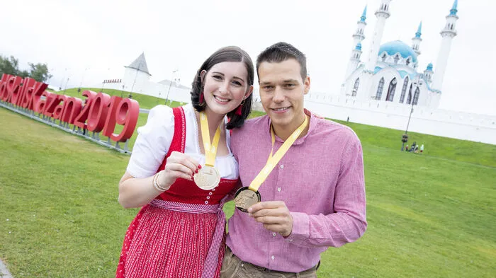 Goldenes Duo: Floristin Julia Leitgeb und Betonbauer Alexander Krutzler