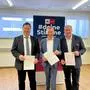 Die Vertreter der Arbeiterkammer Steiermark Johann Scheuch (Direktor-Stellvertreter), Josef Pesserl (Präsident) und Ewald Pfeifer (Außenstellenleiter für Voitsberg)