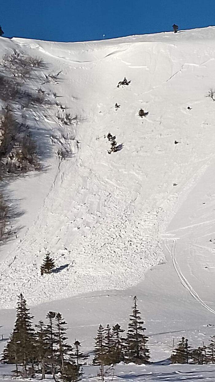 Ein anderer Wintersportler fotografierte die Lawine, die der Wintersportler im Bärental auslöste. An der berüchtigten Stelle gehen nahezu jährlich Lawinen ab