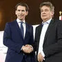Sebastian Kurz (links) und Werner Kogler bei der Präsentation des Regierungsprogramms