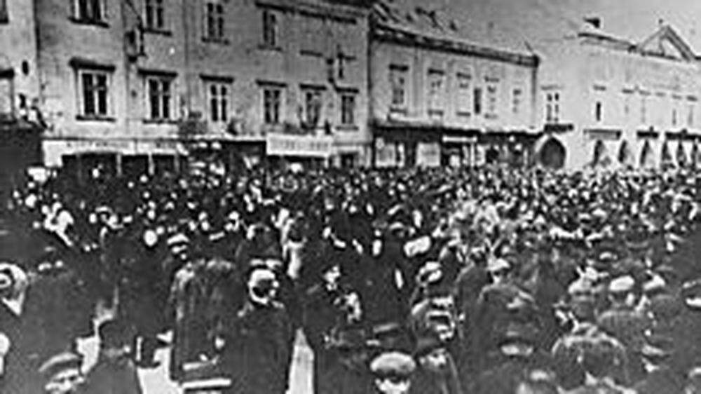 Streik in Wiener Neustadt, wo der Ausstand seinen Anfang nahm