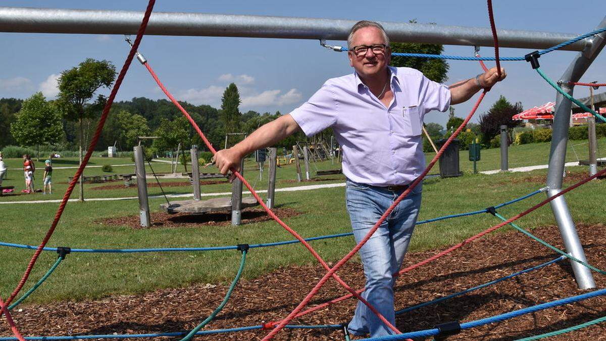 Der Motorikpark ist eines zahlreichen umgesetzten Projekten  in der langen Amtszeit des Gamlitzer Bürgermeisters Karl Wratschko