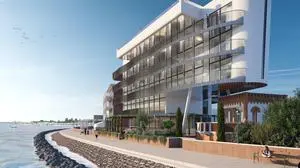Illustration des Luxushotels an Uferpromenade in Grado | Bedenken gegen das neue Luxushotel Sans Souci Seascape