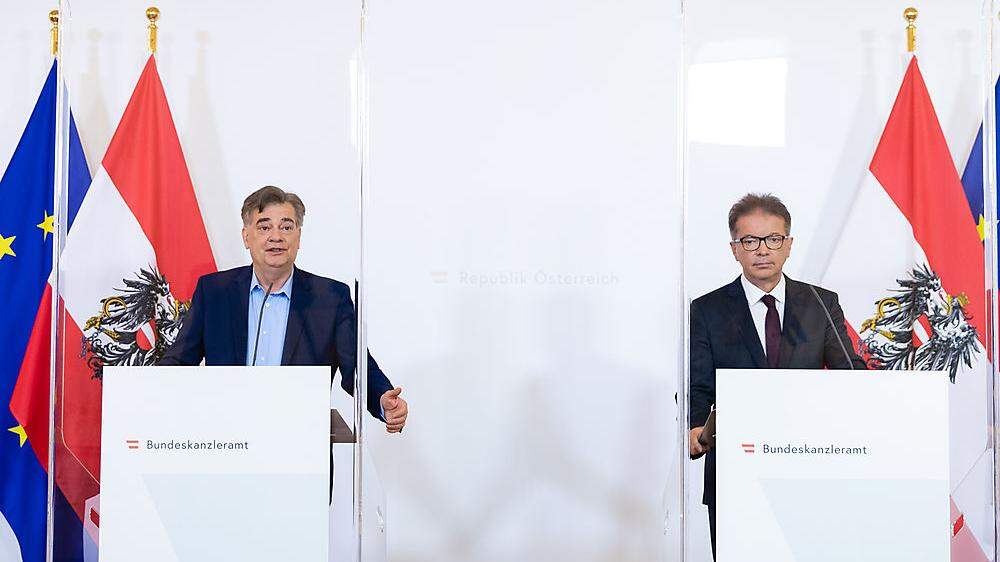 Verkündeten heute weitere Schritte zur Wiederöffnung in der Kulturbranche: Werner Kogler und Rudolf Anschober
