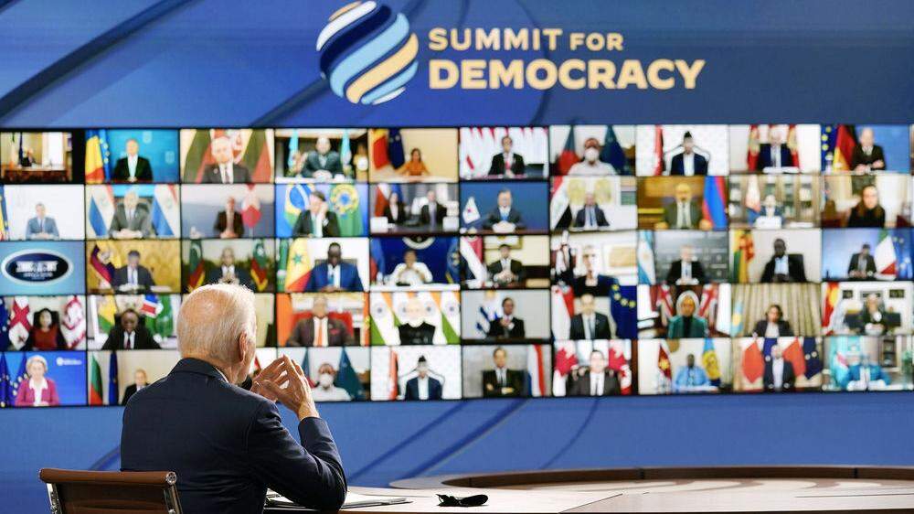 US-Präsident Joe Biden beim Online-Gipfel 