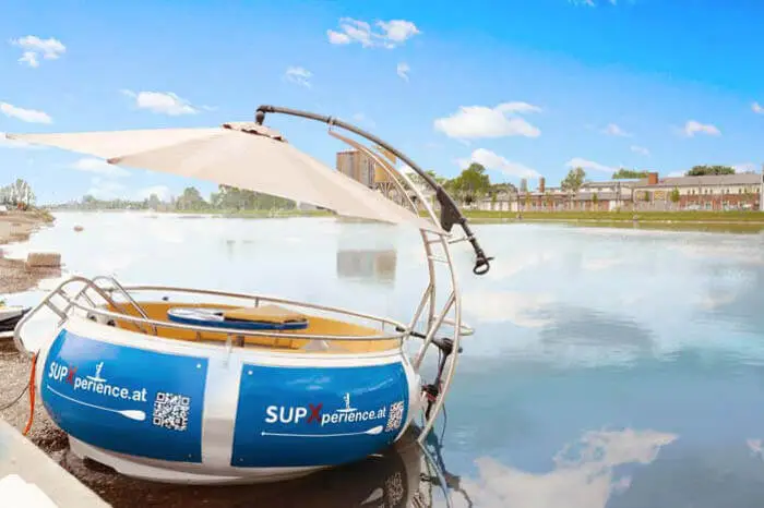 So sehen sie aus, die Schwimmenden Inseln - noch im Juni sollen sie ofiziell ins Wasser gelassen werden