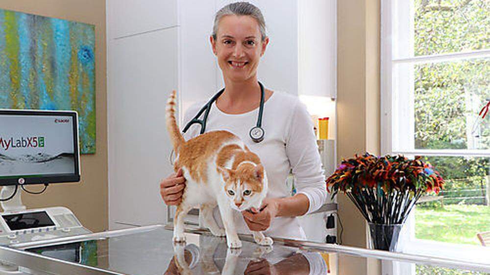 Tierärztin Miki Zichy mit ihrem Kater Ginko, der natürlich auch zu den Patienten zählt 
