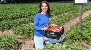 Susanne Popp-Kohlweiss freut sich über feine, geschmackvolle Erdbeeren