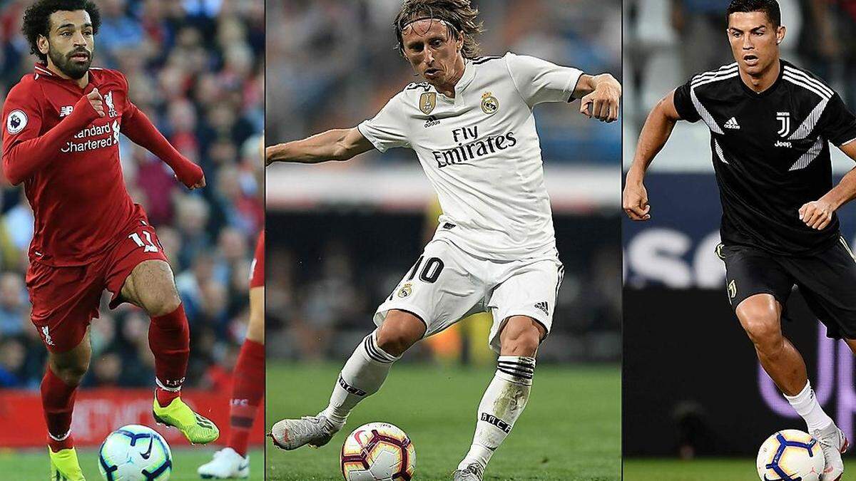 Salah, Modric und Ronaldo (von links)