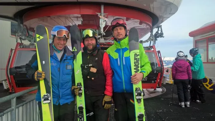 Manfred Gritzner, Stefan Golobic und Markus Gauster vom Fischer Extreme Ski Team Austria