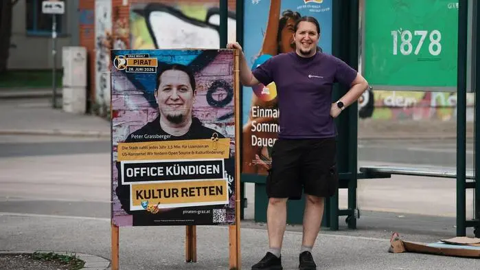 „Office kündigen, Kultur retten“, ist die zentrale Forderung der Liste „Piratenpartei Graz – Jung, progressiv, besser für Graz!“. Im Bild Spitzenkandidat Peter Grassberger