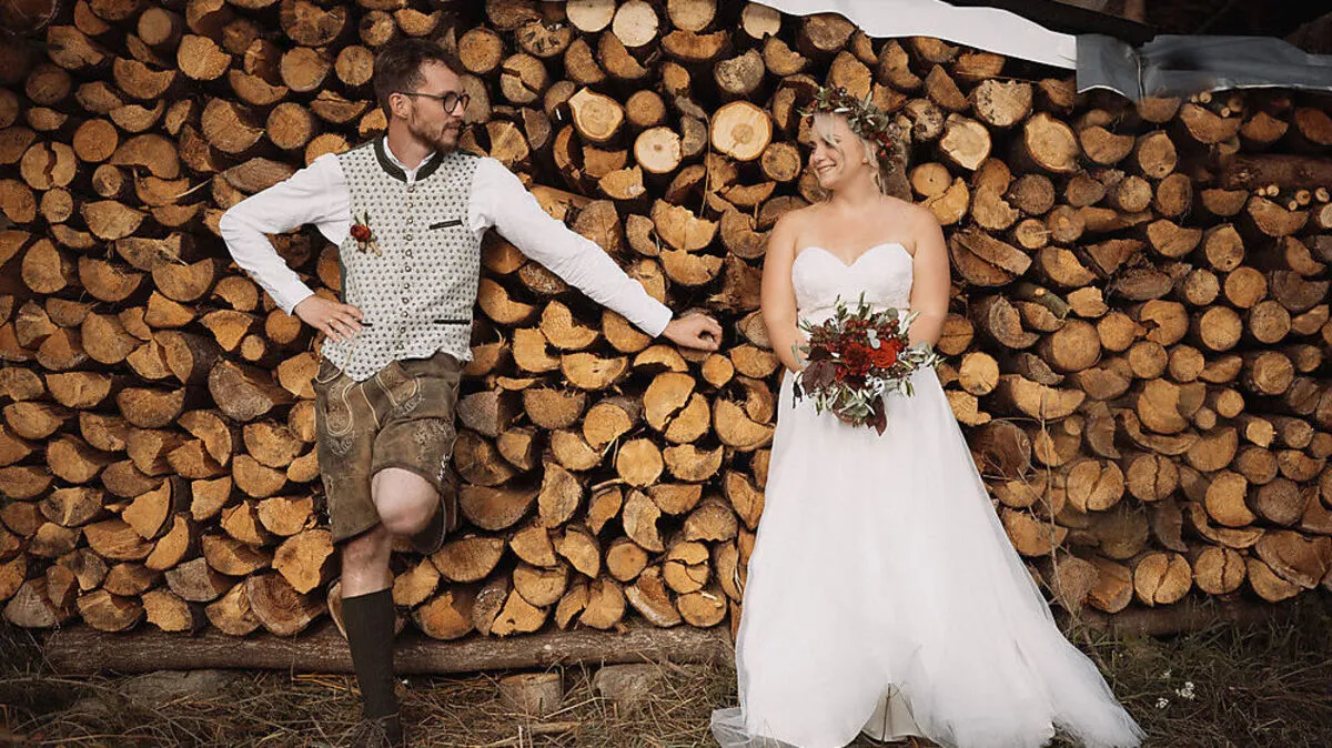 Patrick Achatz und Stefanie Lippnig an ihrem Hochzeitstag