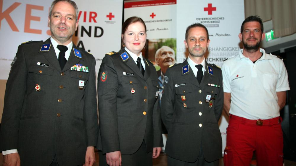 Die neue Bezirksstellenleitung des Roten Kreuzes Deutschlandsberg: Bernhard Pölzl, Stefanie Masser, Florian Klug und Peter Grasl (v. l.)