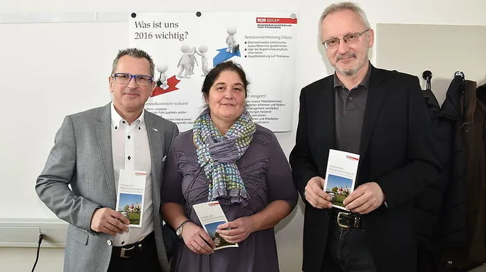 Manfred Sommer, Andrea Komposch und Wolfgang Leitner vom Finanzamt Deutschlandsberg-Leibnitz-Voitsberg informierten Vereinsfunktionäre