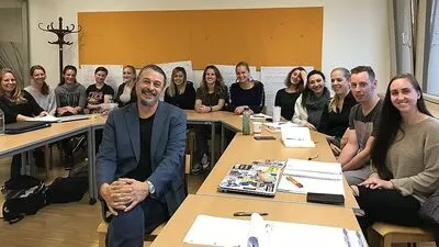 Primar Oberlerchner mit den Studierenden