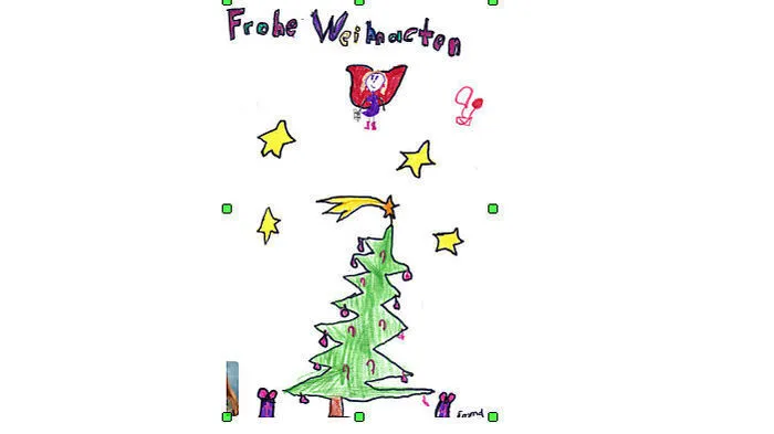 22. Dezember: Ihrer Kreativität freien Lauf gelassen hat Emma Raunegger aus Passering. Die Achtjährige hat ein Bild mit einem Weihnachtsbaum gezeichnet, über dem das Christkind im Sternenhimmel schwebt. Der Zeichnung war auch noch folgender Schriftzug beigefügt: „Frohe Weihnachten!“