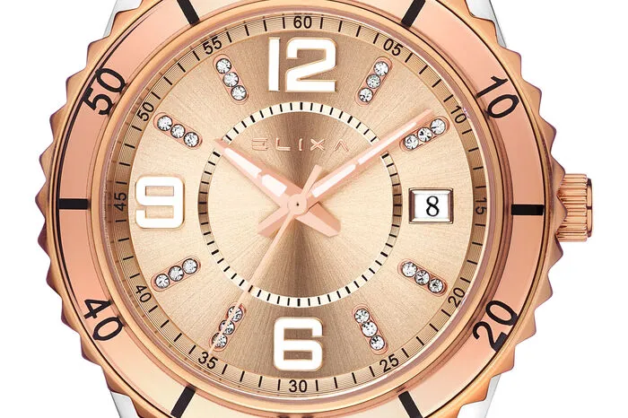 Elixa Enjoy: Das elegante Modell aus der ENJOY-Kollektion der Marke Elixa ist die richtige Wahl für modebewusste Damen. Das Gehäuse sowie das Metallarmband überzeugen mit zweifarbingem Stahl. Zudem ist die Uhr bis 30 m wasserdicht. WERT: EUR 179,00Zur Verfügung gestellt von Koller &amp; Koller, Hauptplatz 14, 8330 Feldbach sowie Gewerbepark 1a, 8330 Mühldorfwww.kollerundkoller.at