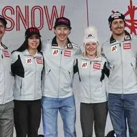 Das ÖSV-Team in neuer Wäsch‘: Fabio Gstrein, Stephanie Brunner, Dominik Raschner, Katharina Truppe, Stefan Brennsteiner und Julia Scheib