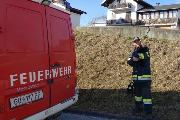 Dann gelang es der Feuerwehr das Tier zu befreien.
